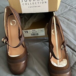 Journee Collection Dark Brown Mary Jane Heels